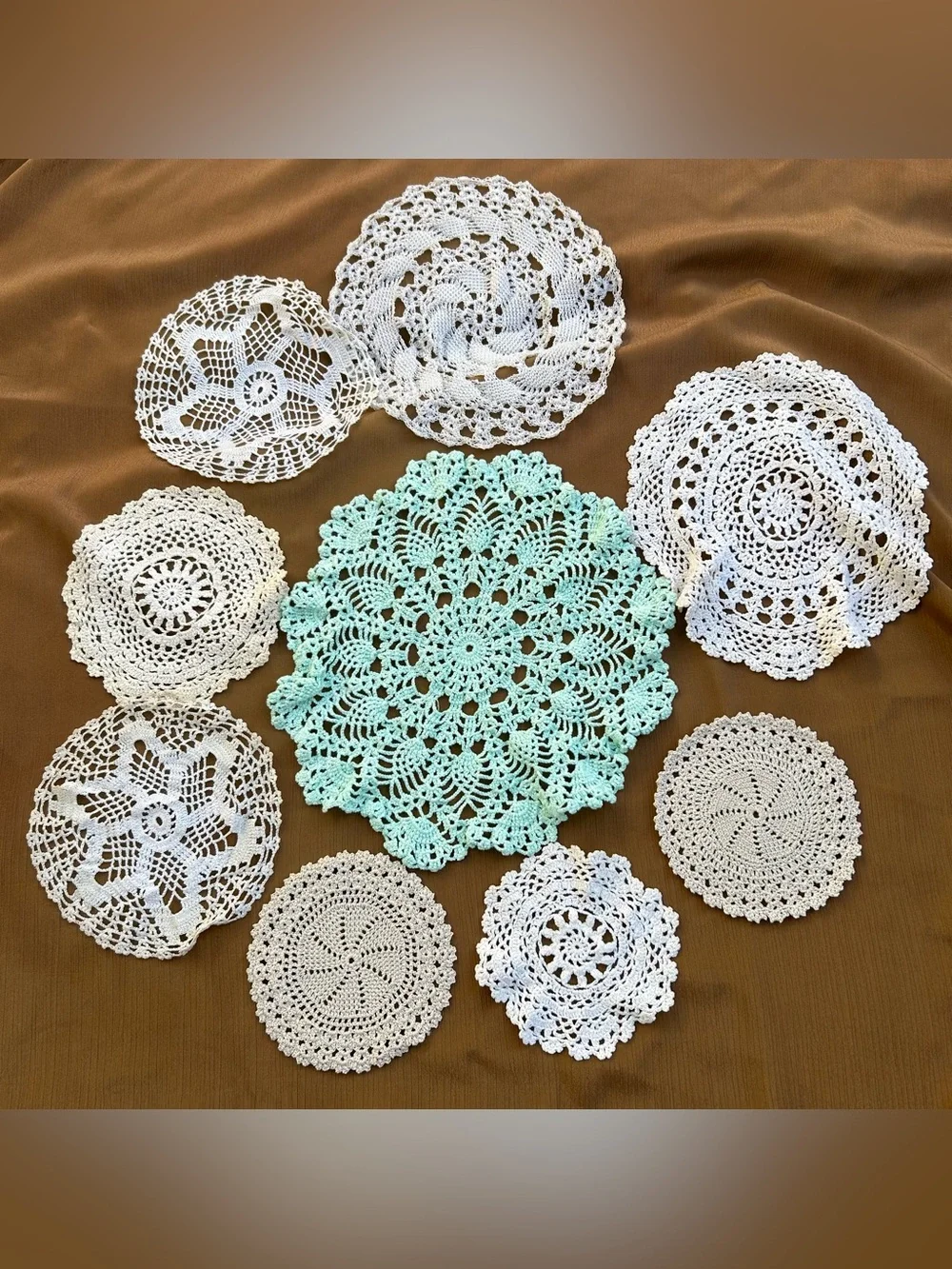 Lot of 9 Vintage Crochet Doilies